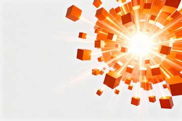 Orange cubes radiating from light burst