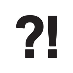 Black question exclamation point or mark silhouette vector flat illustration