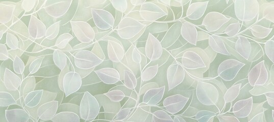 Pale Green Leaf Pattern Background with Delicate Pastel Leaves for a Nature Inspired Design