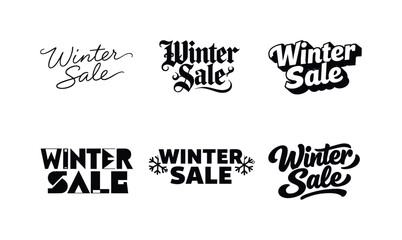 Obraz premium Winter Sale Lettering Grid. Winter Sale Event. Set lettering. harmonious lettering variations of the same emblematic concept, each with different artistic