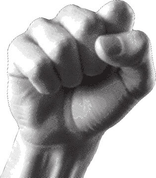 Powerful black and white fist illustration isolated on white background, Vector, illustration