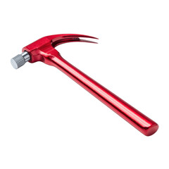 A red hammer with a silver knob