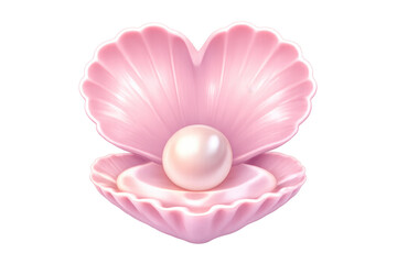 Obraz premium Pink heart seashell revealing precious pearl on transparent background