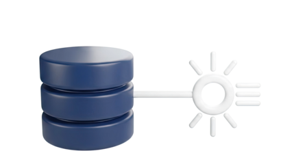 Database connected to a sun/lightbulb icon