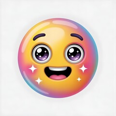 Cute Starstruck 3D Emoji with Wide Eyes on Transparent Background