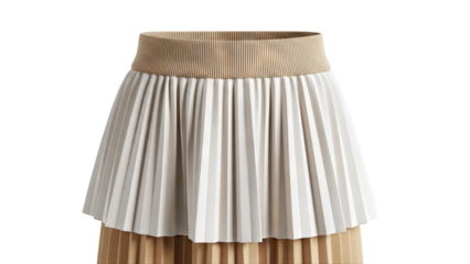 Beige Pleated Skirt with Knit Waistband