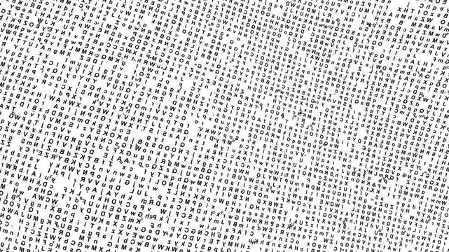 Abstract Random Letter Typography Background with Chaotic Text Pattern