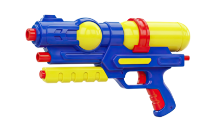 Blue, Yellow, and Red Plastic Water Gun Toy