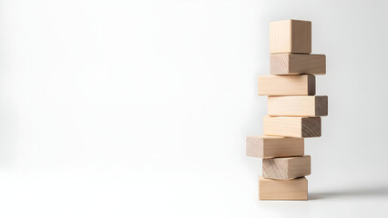 Obraz premium Unleash your inner architect and build something amazing with these versatile wooden blocks, perfect for construction, design, and creative projects today.
