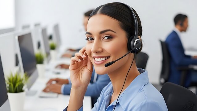 Friendly Customer Service Representative Assisting Clients with a Smile.