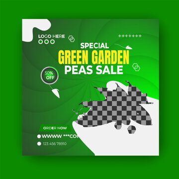 Special green gerden peas Social Media Post Design.
