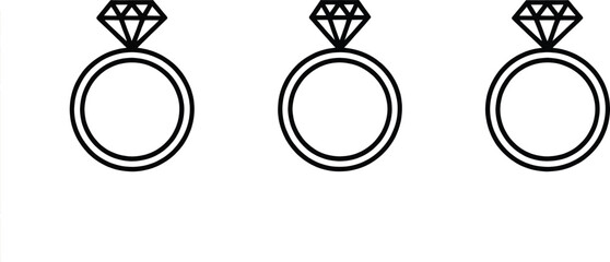 Luxury Gold Diamond Wedding and Engagement Rings Icon Set on Black Background Symbolizing Marriage, Love, Proposal, and Jewelry Design