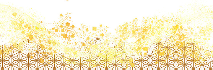 お正月風金銀砂子が輝く豪華横長透過背景	