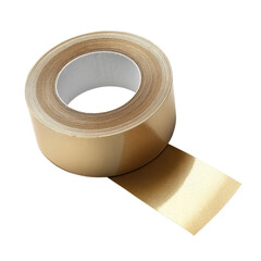 Gold foil tape roll with strip on transparent background