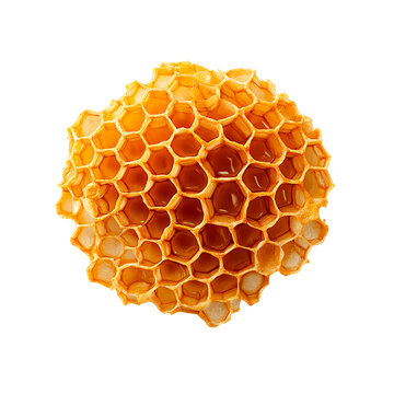 Bienenwabe aus Bienenwachs, Honigwabe, freigestellt vor transparentem Hintergrund, Generative AI