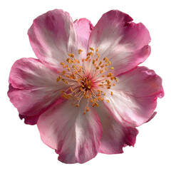 Pink Flower with Yellow Center on Transparent Background