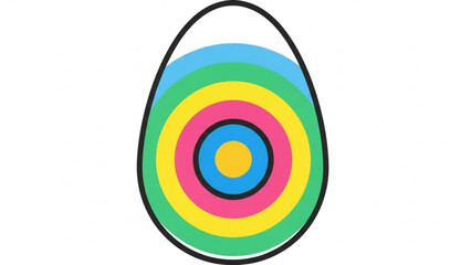 Colorful Concentric Circles in Egg Shape on White Background