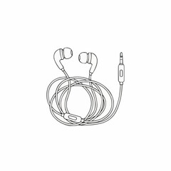 Tangled Earphones Outline Vector Icon