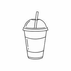 Plastic Iced Coffee Cup Outline Icon