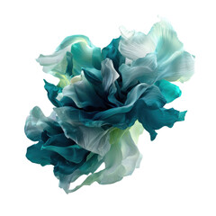 Abstract Blue and White Floral Art on Transparent Background
