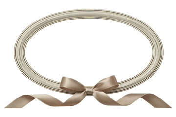 Luxury white Oval Award Certificate Frame with Satin Ribbon on Transparent Background