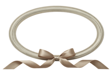 Luxury white Oval Award Certificate Frame with Satin Ribbon on Transparent Background