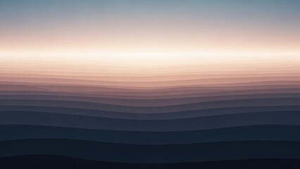 Minimalist abstract landscape with soft gradient colors, horizontal waves, and a serene horizon at dawn or dusk