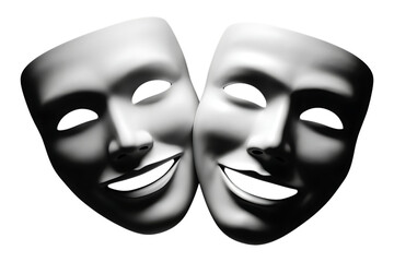 Drama Masks Set on Transparent Background, Theater and Performance Symbol