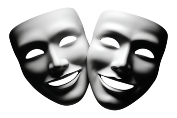Drama Masks Set on Transparent Background, Theater and Performance Symbol