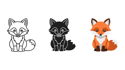 Fototapeta premium Fox Illustration Vector Graphics Set