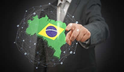 Brazil - country shape and flag - 3D illustration
