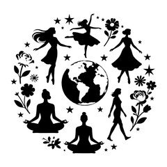 vector silhouettes of international women's day 