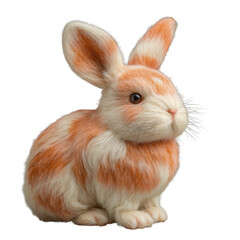 Realistic Orange Rabbit Toy on Transparent Background