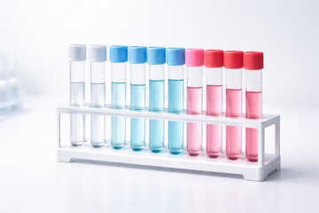 A Colorful Display of Chemical Reactions in Test Tubes: Exploring Various Solutions with Different Colors Captured in a Laboratory Setting