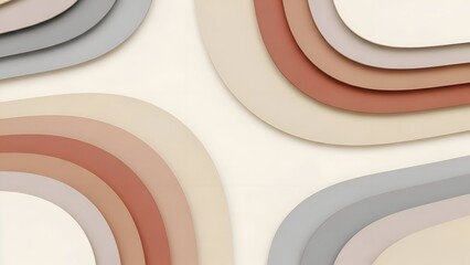 Abstract Beige Background with Layered Arcs in Earth Tones Decorative Art Illustration Texture Surface Design