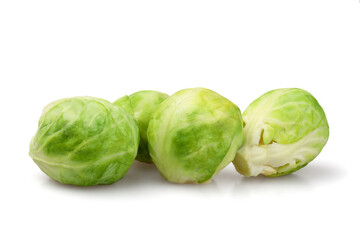 Brussels sprouts isolated on white background. Brussels sprouts are recommended as a dietary product for those suffering from cardiovascular diseases.