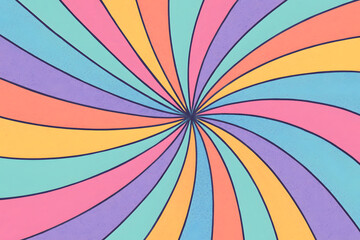 Vibrant Retro Swirl Abstract Background Illustration Featuring Hypnotic Radial Pattern in Soft Pastel Hues for Dynamic Design Elements and Creative Artworks