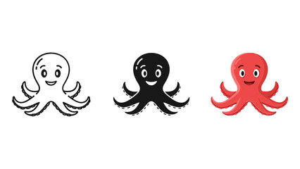 Cute Octopus Vector Illustrations in Different Colors