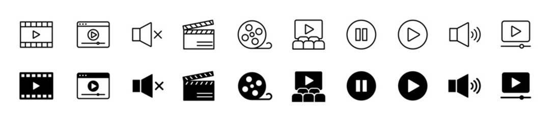 Obraz premium Video icon set. Cinema and movie symbol. Vector illustration.