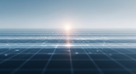 Futuristic digital grid landscape representing business analytics and network connectivity with glowing data lines on a clean technology backdrop