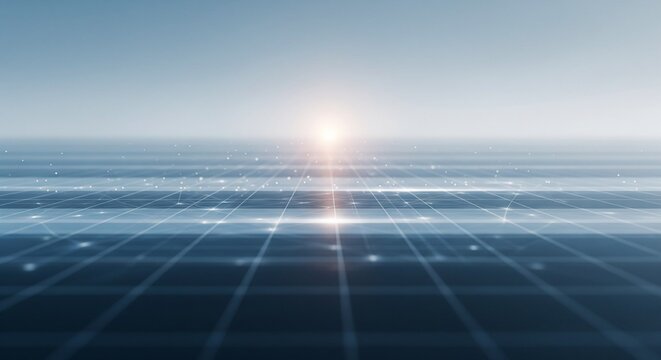 Futuristic digital grid landscape representing business analytics and network connectivity with glowing data lines on a clean technology backdrop - Powered by Adobe