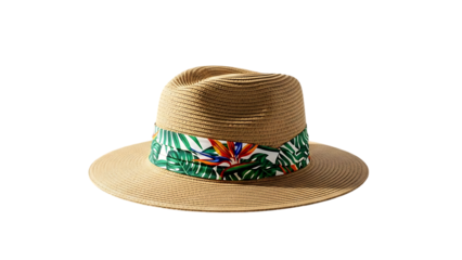 Stylish straw hat with floral band for summer outing