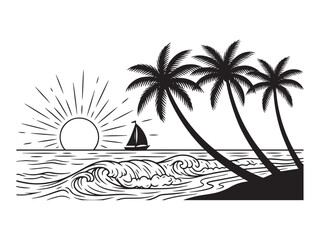 Fototapeta premium vector illustration of a tropical island