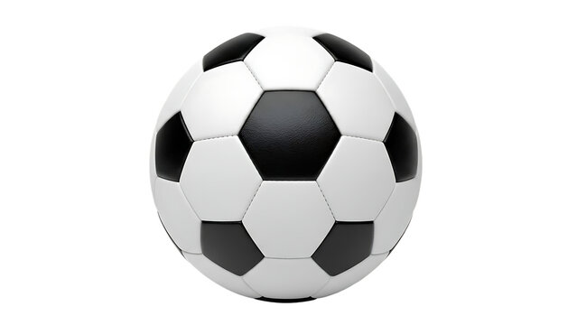 Classic black and white soccer ball on white background