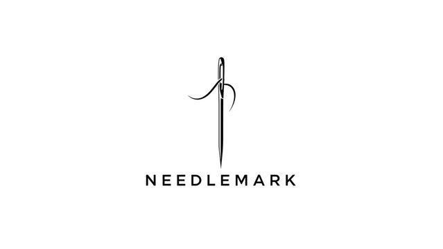 Sewing Needle with Thread Logo Design.