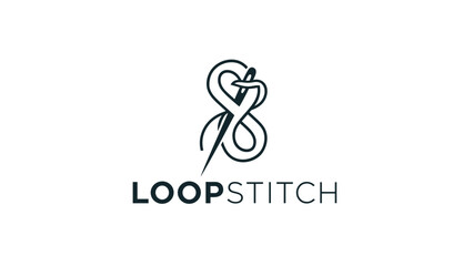 Stylized Needle and Thread Logo Design.