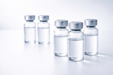 Clear Glass Vials Containing Liquid, Capturing the Essence of Modern Pharmaceutical Solutions and Medical Innovation in a Minimalist Setting