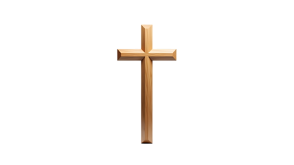 Simple wooden cross on white background