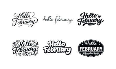 Fototapeta premium February Lettering Variations. February Quotes Aesthetic. Set lettering. harmonious lettering variations of the same emblematic concept, each with different