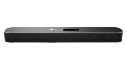 Modern wireless soundbar with sleek design and controls